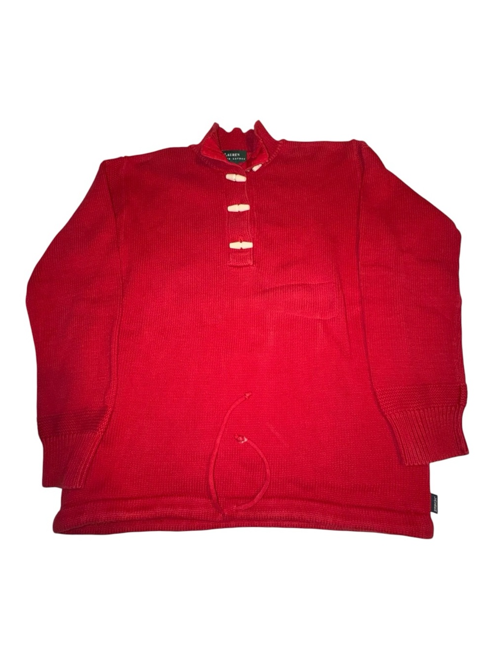 Vintage Lauren Ralph Lauren Cotton Toggle Sweater w/ Wooden Closure Accents